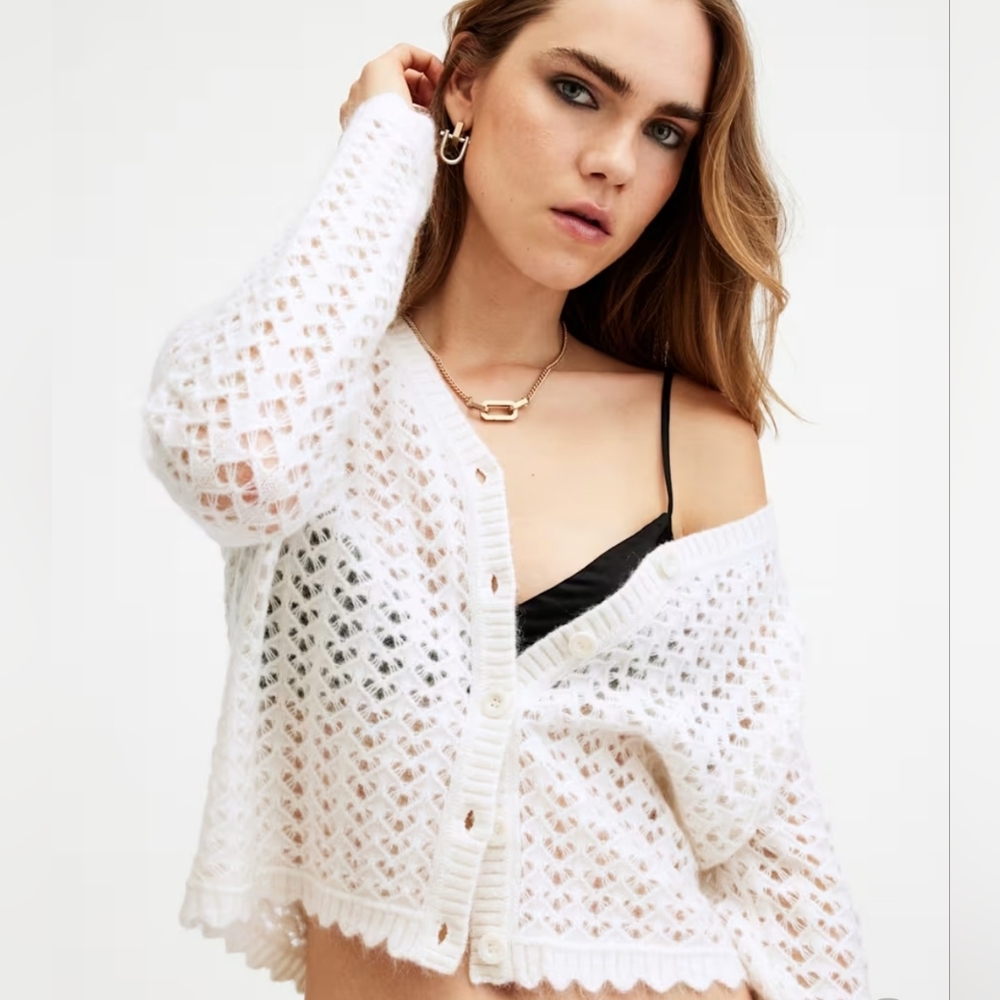 AllsauntsVivian Open Stitch V-Neck Cardigan